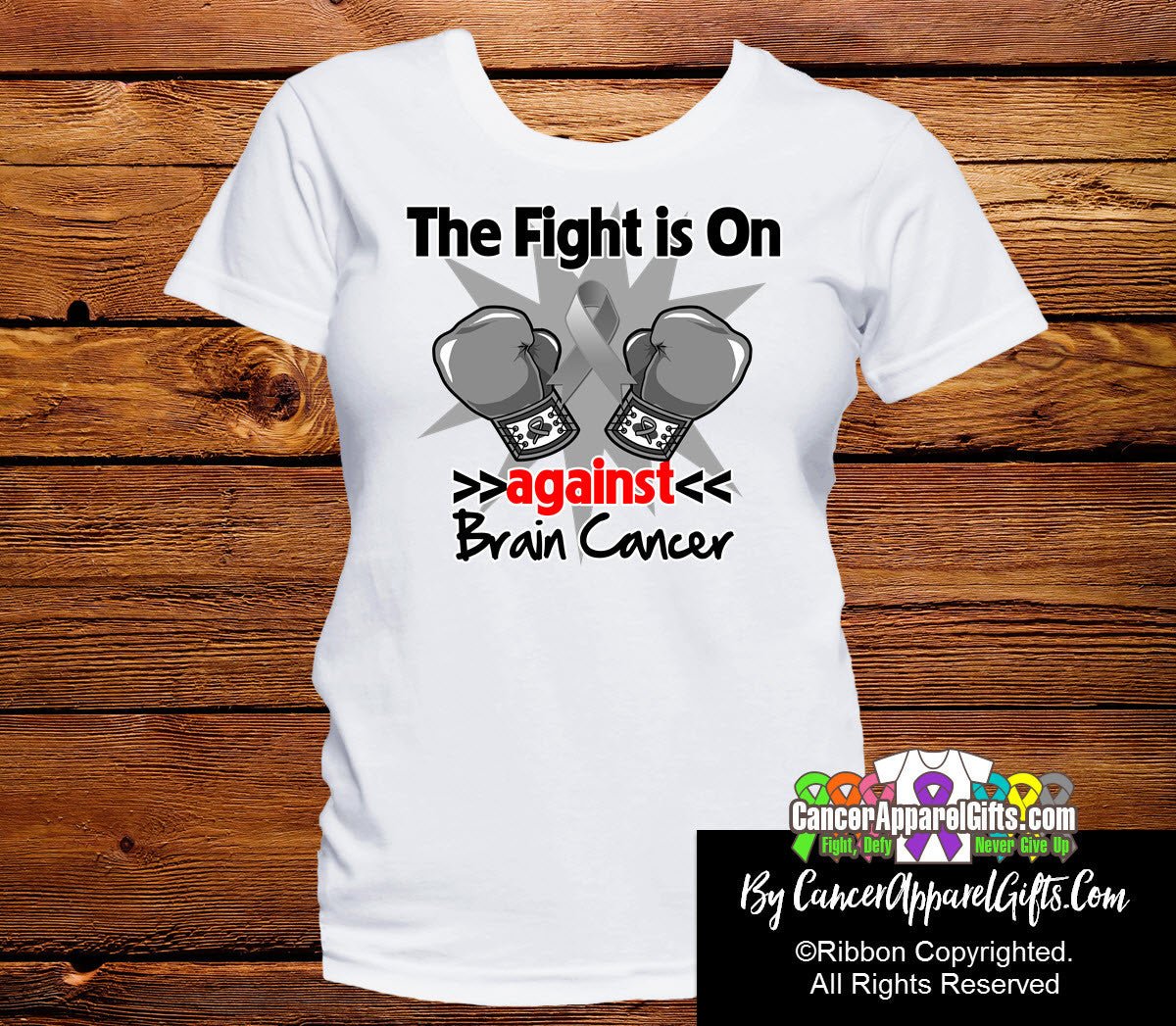 Brain Cancer The Fight is On Shirts - Cancer Apparel and Gifts