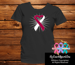 Head and Neck Cancer Heart Ribbon Shirts - Cancer Apparel and Gifts