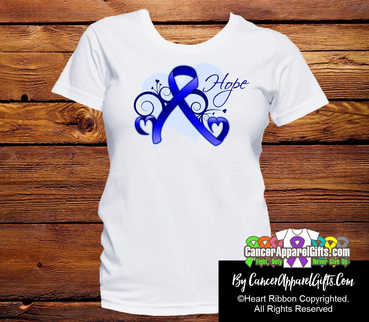 Colon Cancer Heart of Hope Ribbon Shirts - Cancer Apparel and Gifts