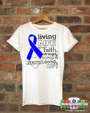 Colon Cancer Living Life With Faith Shirts - Cancer Apparel and Gifts