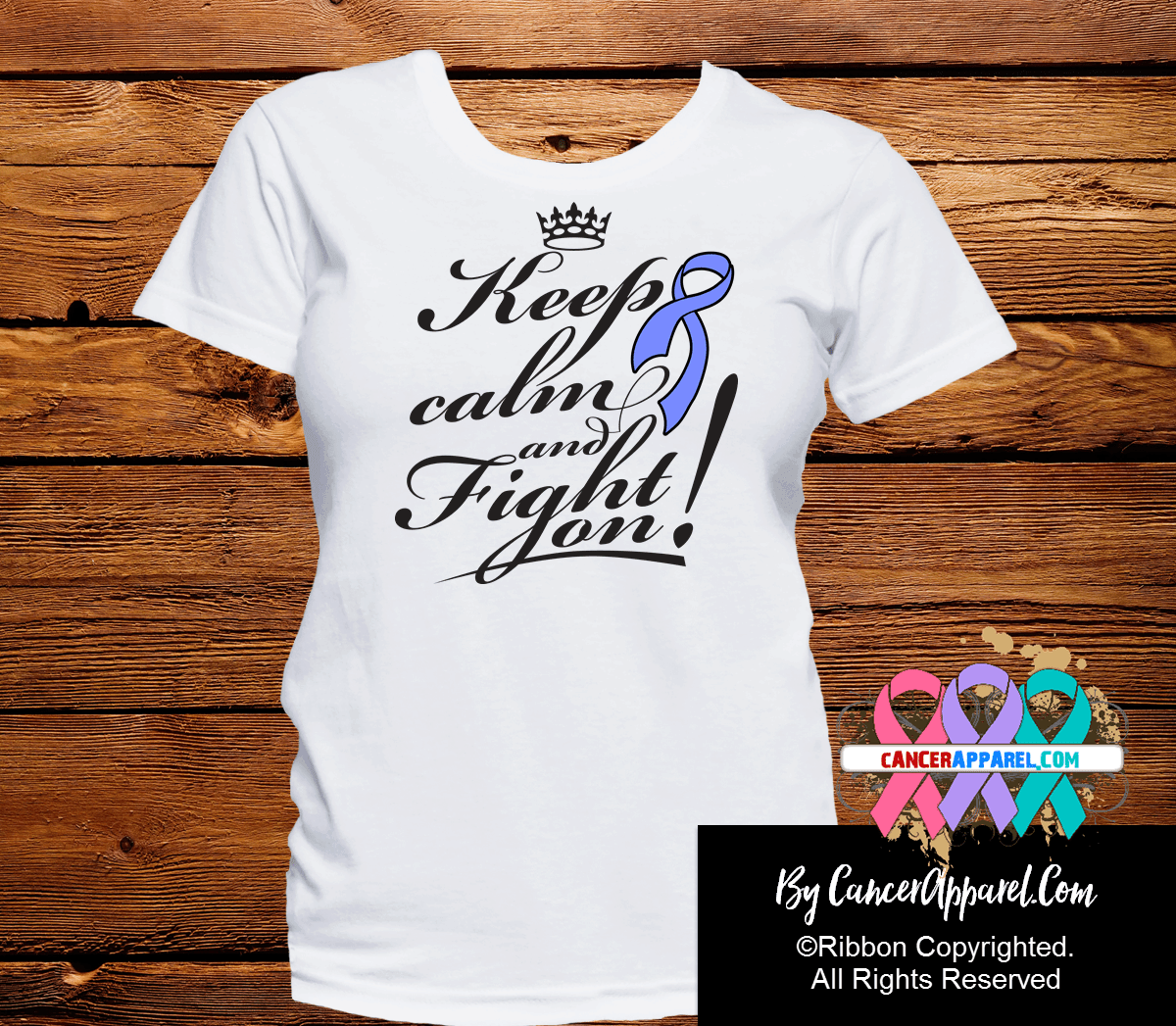 Esophageal Cancer Keep Calm and Fight On Shirts - Cancer Apparel and Gifts