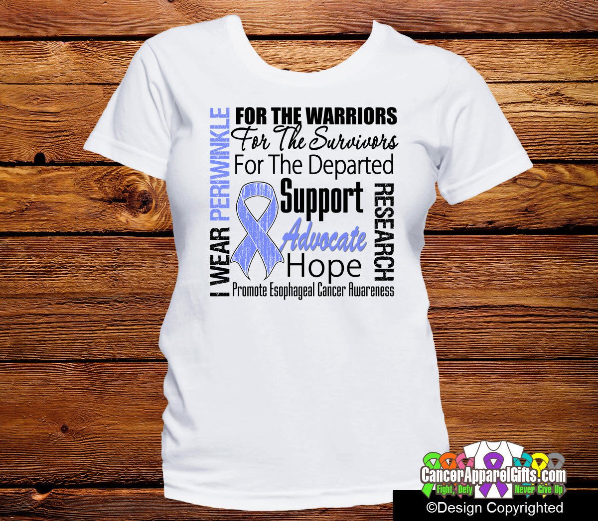 Esophageal Cancer I Wear Periwinkle for the Warriors Survivors Departed T-Shirt - Cancer Apparel and Gifts