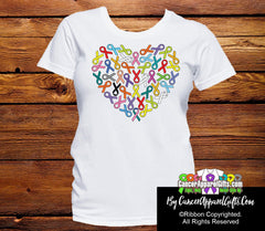Colorful Awareness Heart Ribbon of Support Shirts - Cancer Apparel and Gifts