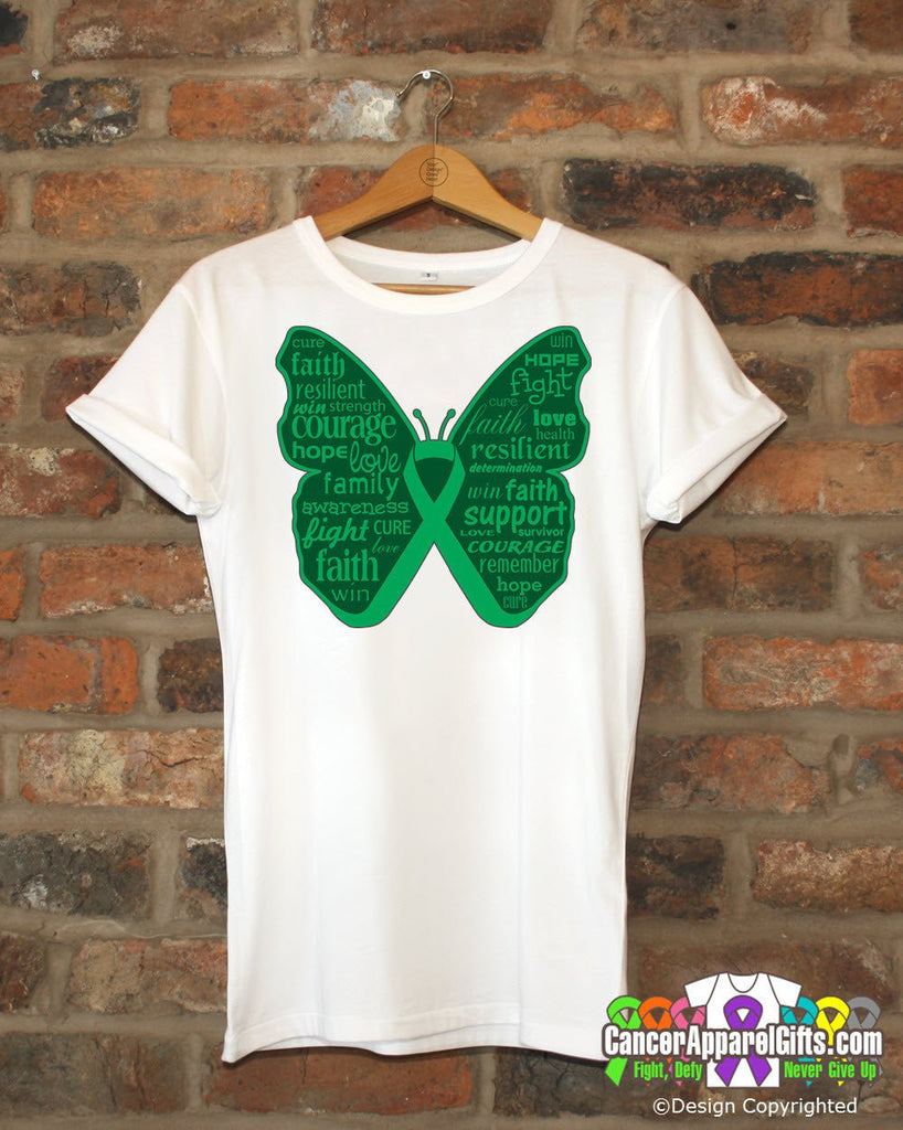 Liver Cancer Butterfly Collage of Words Shirts