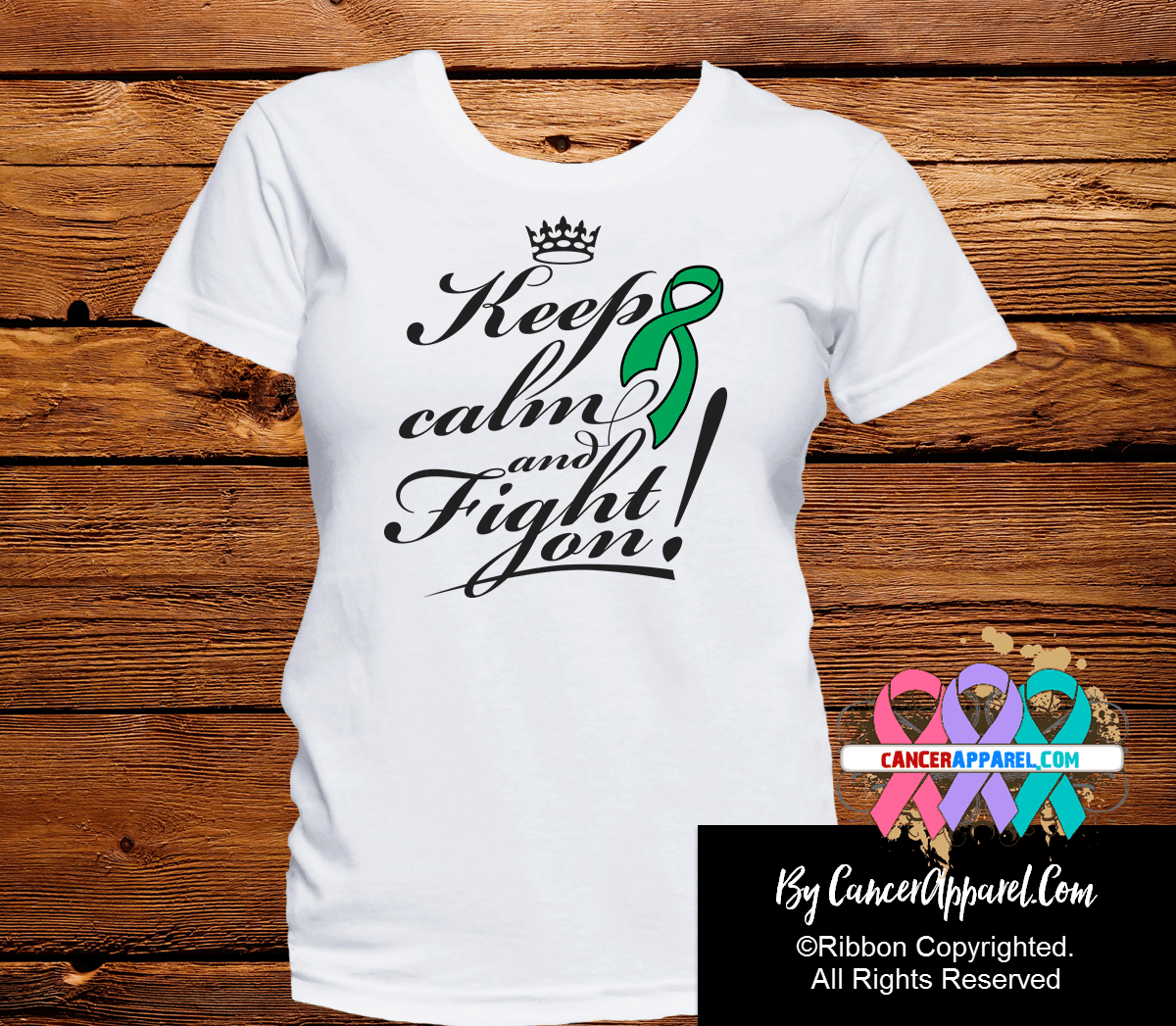Liver Cancer Keep Calm and Fight On Shirts - Cancer Apparel and Gifts