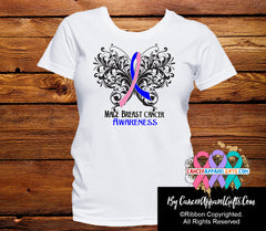 Male Breast Cancer Butterfly Ribbon Shirts - Cancer Apparel and Gifts