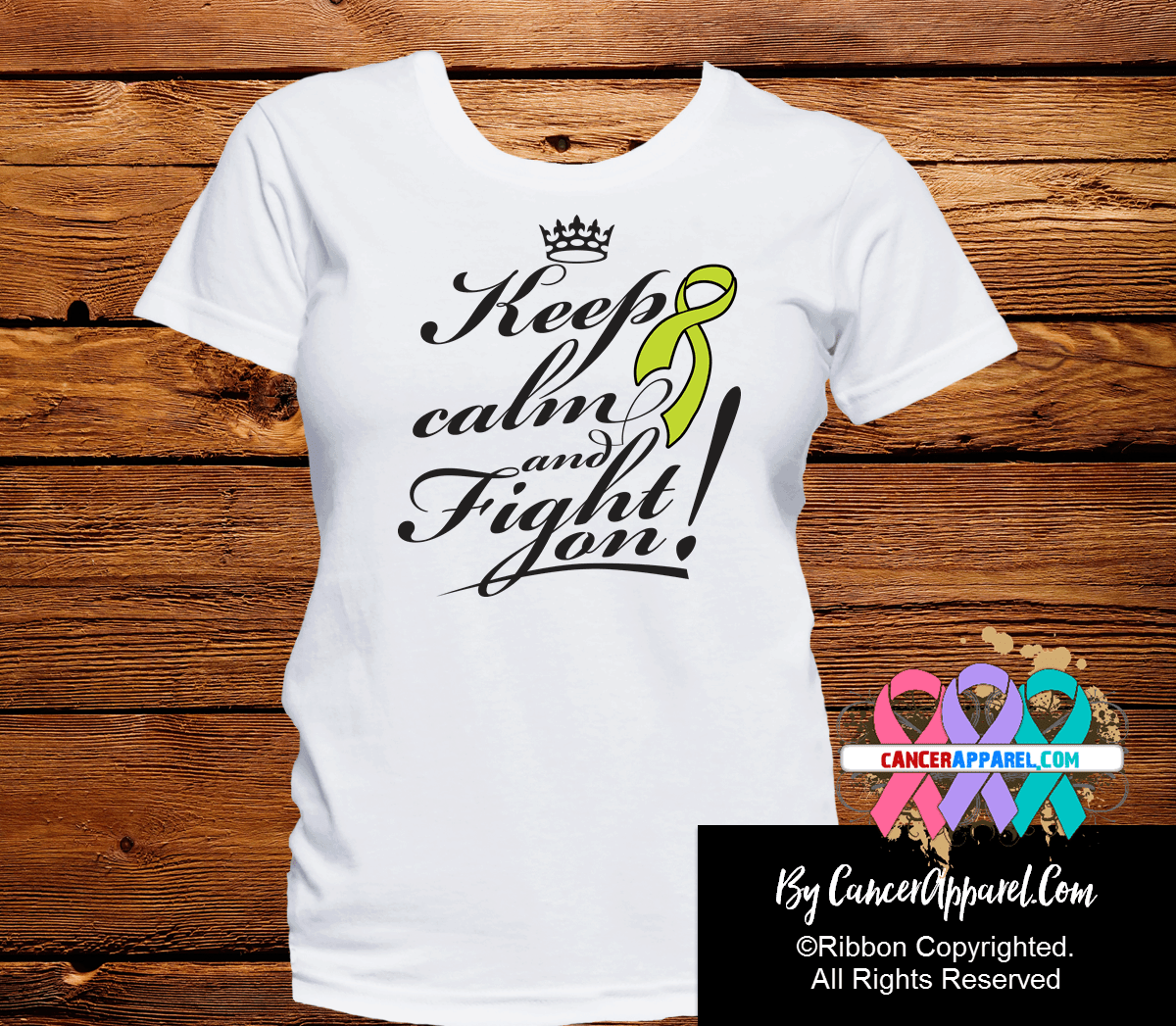 Lymphoma Keep Calm and Fight On Shirts - Cancer Apparel and Gifts