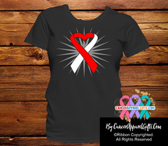 Oral Cancer Awareness Heart Ribbon Shirts - Cancer Apparel and Gifts