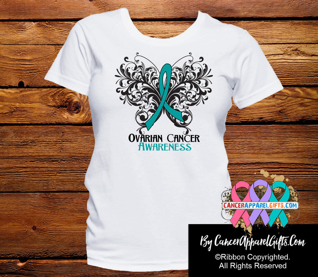 Ovarian Cancer Butterfly Ribbon Shirts