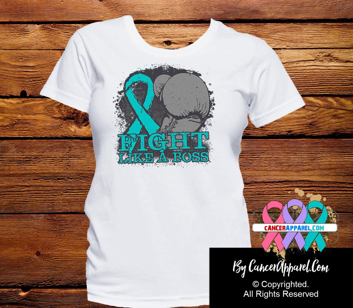 Ovarian Cancer Fight Like a Boss Shirts - Cancer Apparel and Gifts