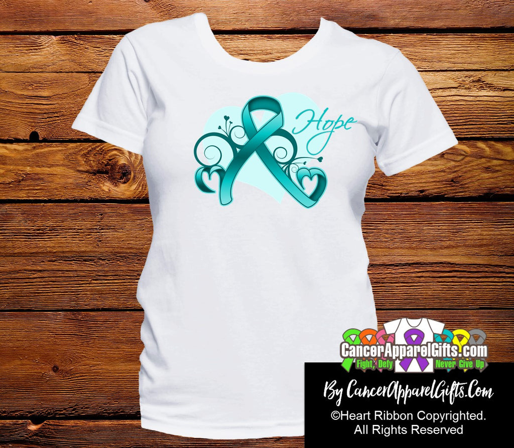 Ovarian Cancer Heart of Hope Ribbon Shirts