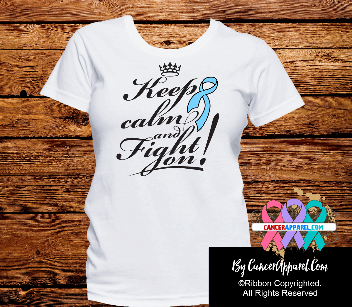 Prostate Cancer Keep Calm and Fight On Shirts - Cancer Apparel and Gifts