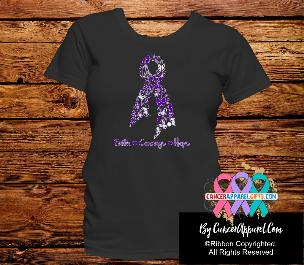 Pancreatic Cancer Faith Courage Shirts