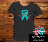 Ovarian Cancer Heart Ribbon Shirts - Cancer Apparel and Gifts
