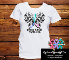 Thyroid Cancer Butterfly Ribbon Shirts - Cancer Apparel and Gifts