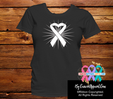 Lung Cancer Heart Ribbon Shirts - Cancer Apparel and Gifts