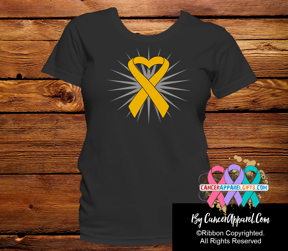 Appendix Cancer Awareness Heart Ribbon Shirts - Cancer Apparel and Gifts