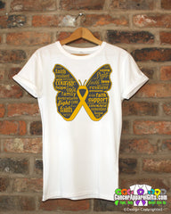 Appendix Cancer Butterfly Collage of Words Shirts