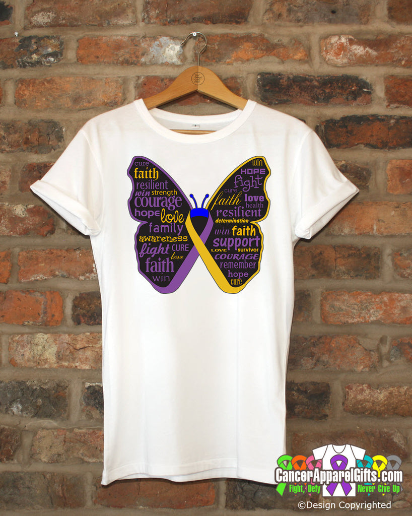 Bladder Cancer Butterfly Collage of Words Shirts