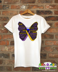 Bladder Cancer Butterfly Collage of Words Shirts