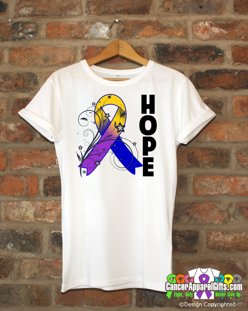 Bladder Cancer Floral Hope Ribbon T-Shirt