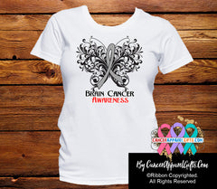 Brain Cancer Butterfly Ribbon Shirts - Cancer Apparel and Gifts
