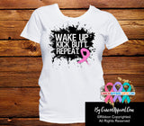 Breast Cancer Shirts Wake Up Kick Butt and Repeat - Cancer Apparel and Gifts