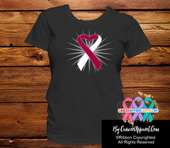 Head and Neck Cancer Heart Ribbon Shirts - Cancer Apparel and Gifts