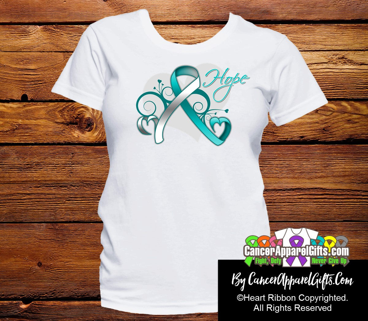 Cervical Cancer Heart of Hope Ribbon Shirts - Cancer Apparel and Gifts