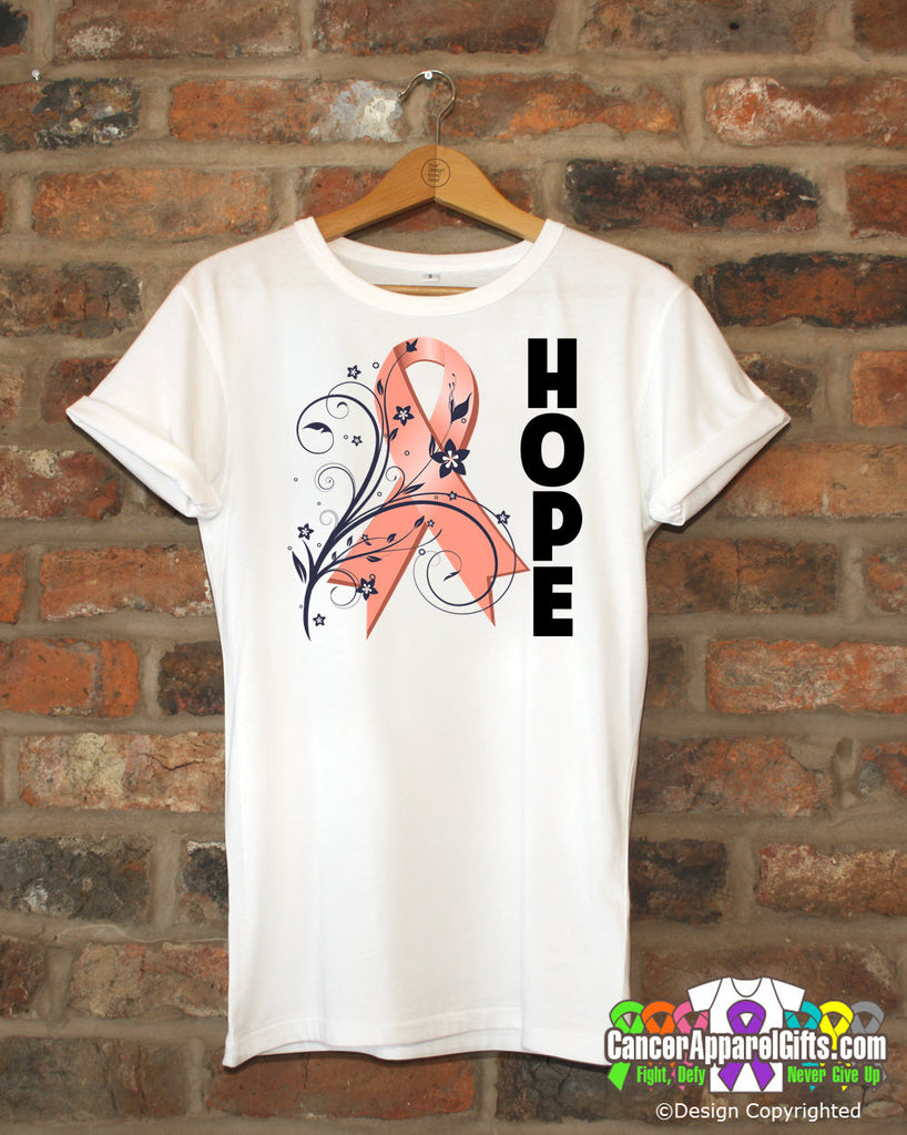 Endometrial Cancer Floral Hope Ribbon T-Shirt
