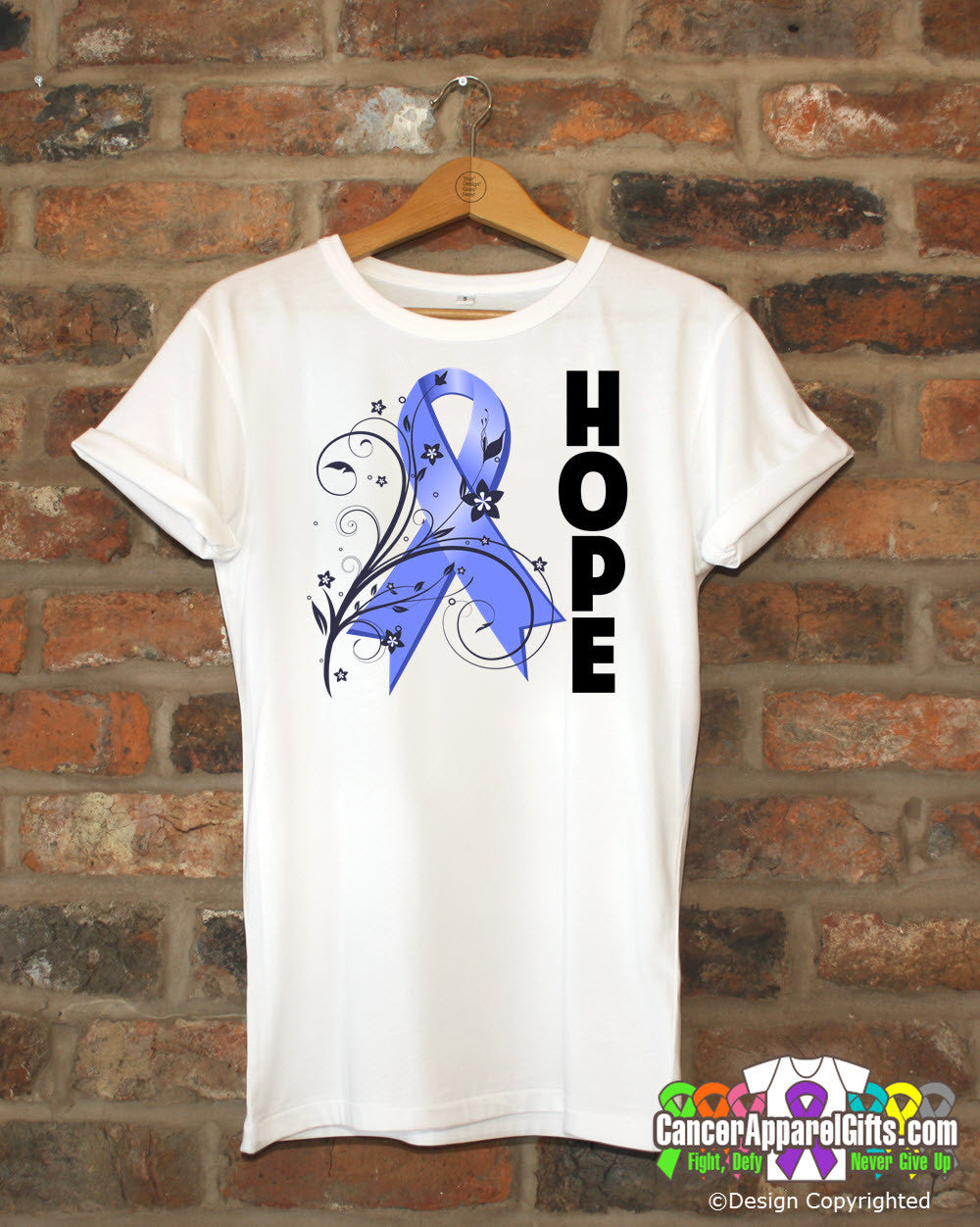 Esophageal Cancer Floral Hope Ribbon T-Shirt