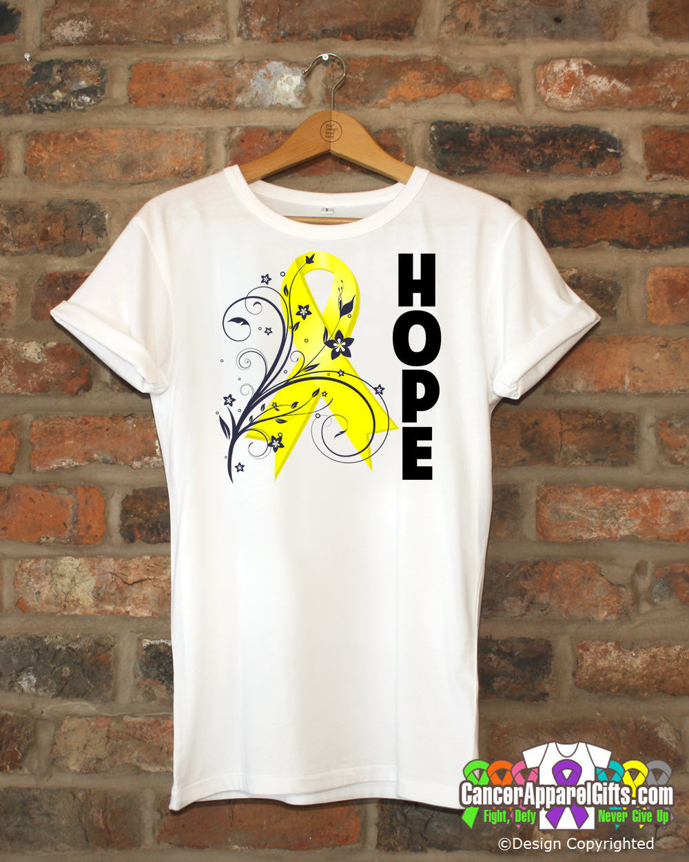 Ewings Sarcoma Floral Hope Ribbon T-Shirt