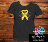 Childhood Cancer Heart Ribbon Shirts - Cancer Apparel and Gifts