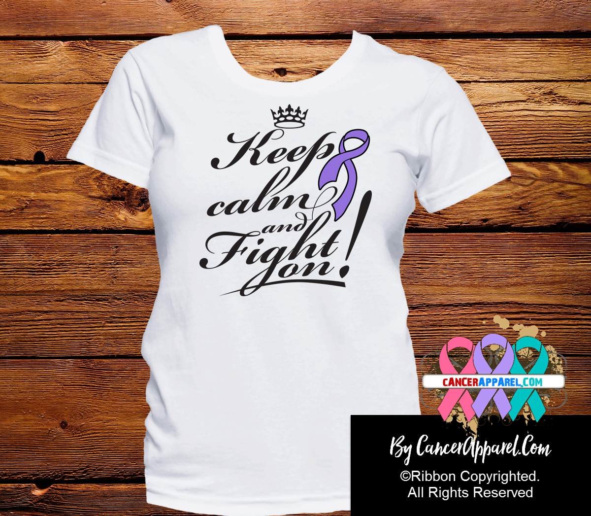 Hodgkins Lymphoma Keep Calm and Fight On Shirts - Cancer Apparel and Gifts
