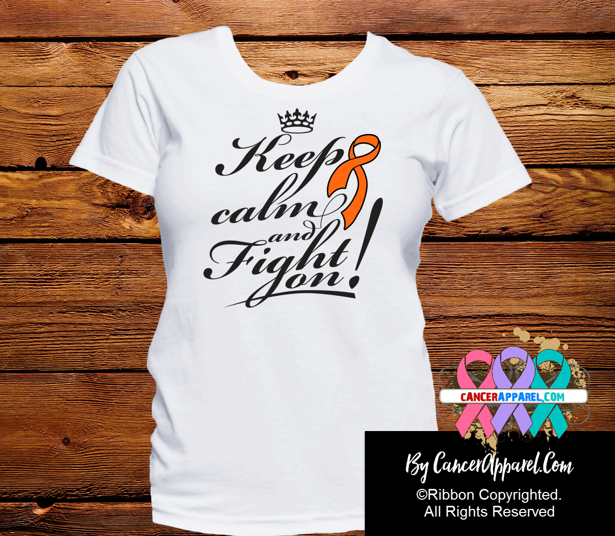 Kidney Cancer Keep Calm and Fight On Shirts - Cancer Apparel and Gifts