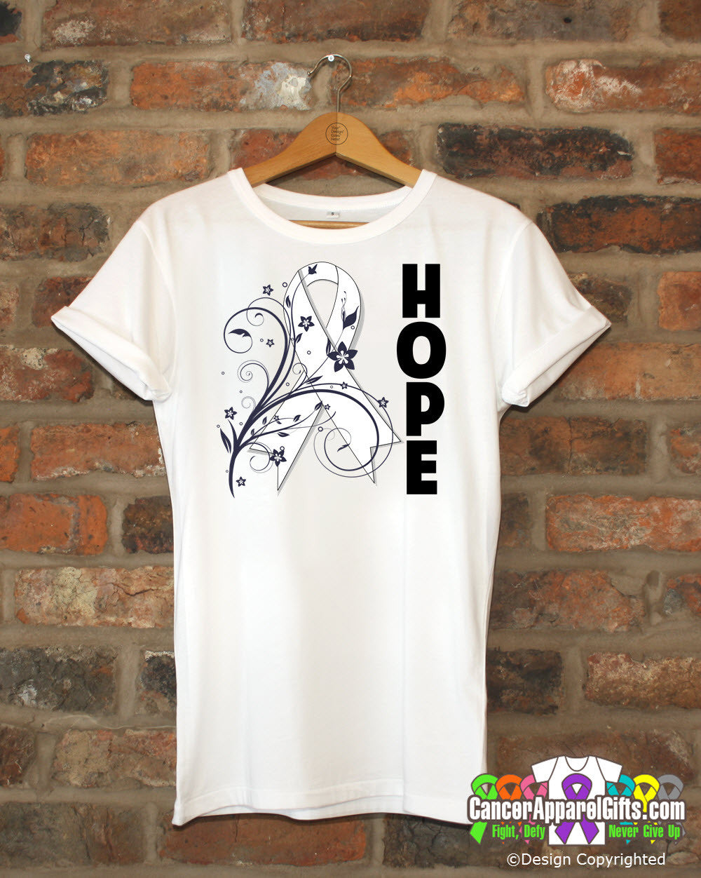 Lung Cancer Floral Hope Ribbon T-Shirt