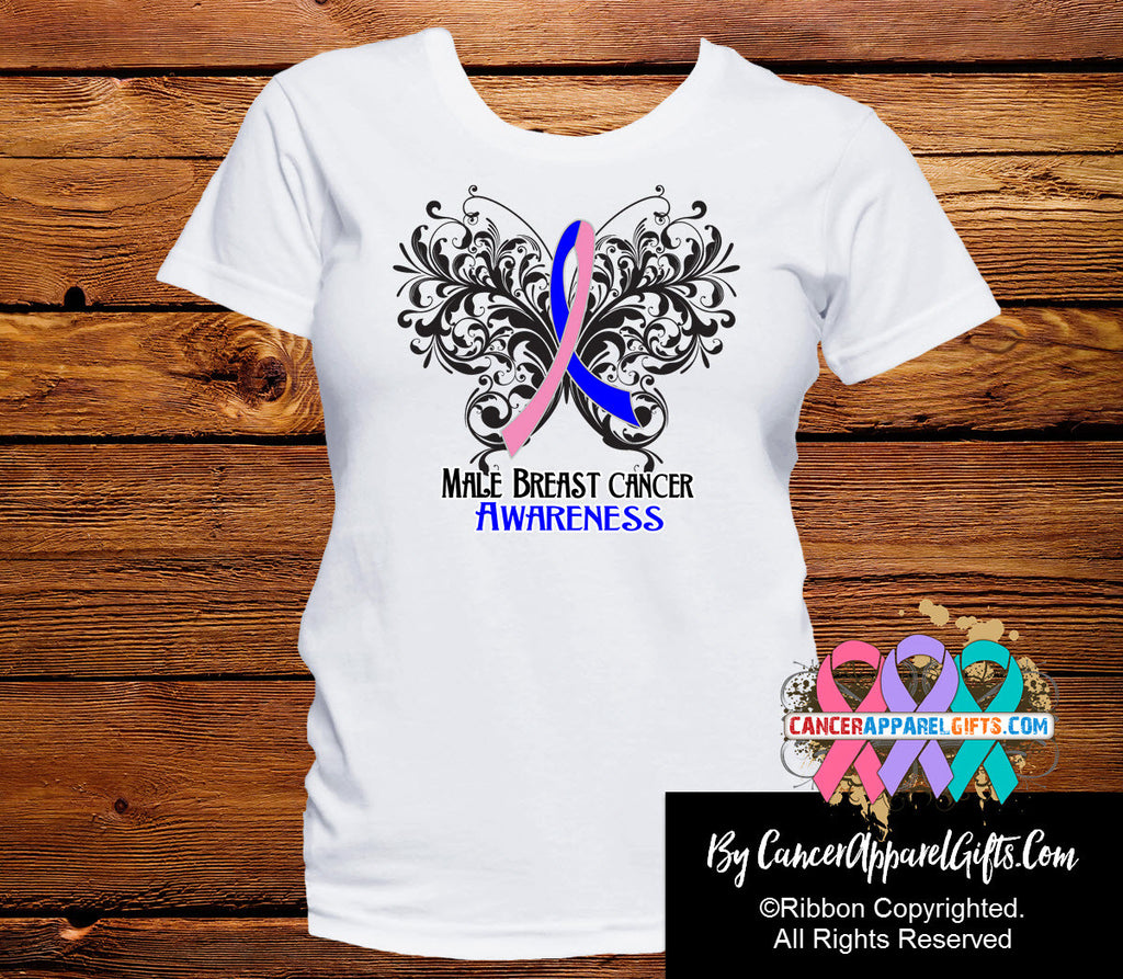 Male Breast Cancer Butterfly Ribbon Shirts