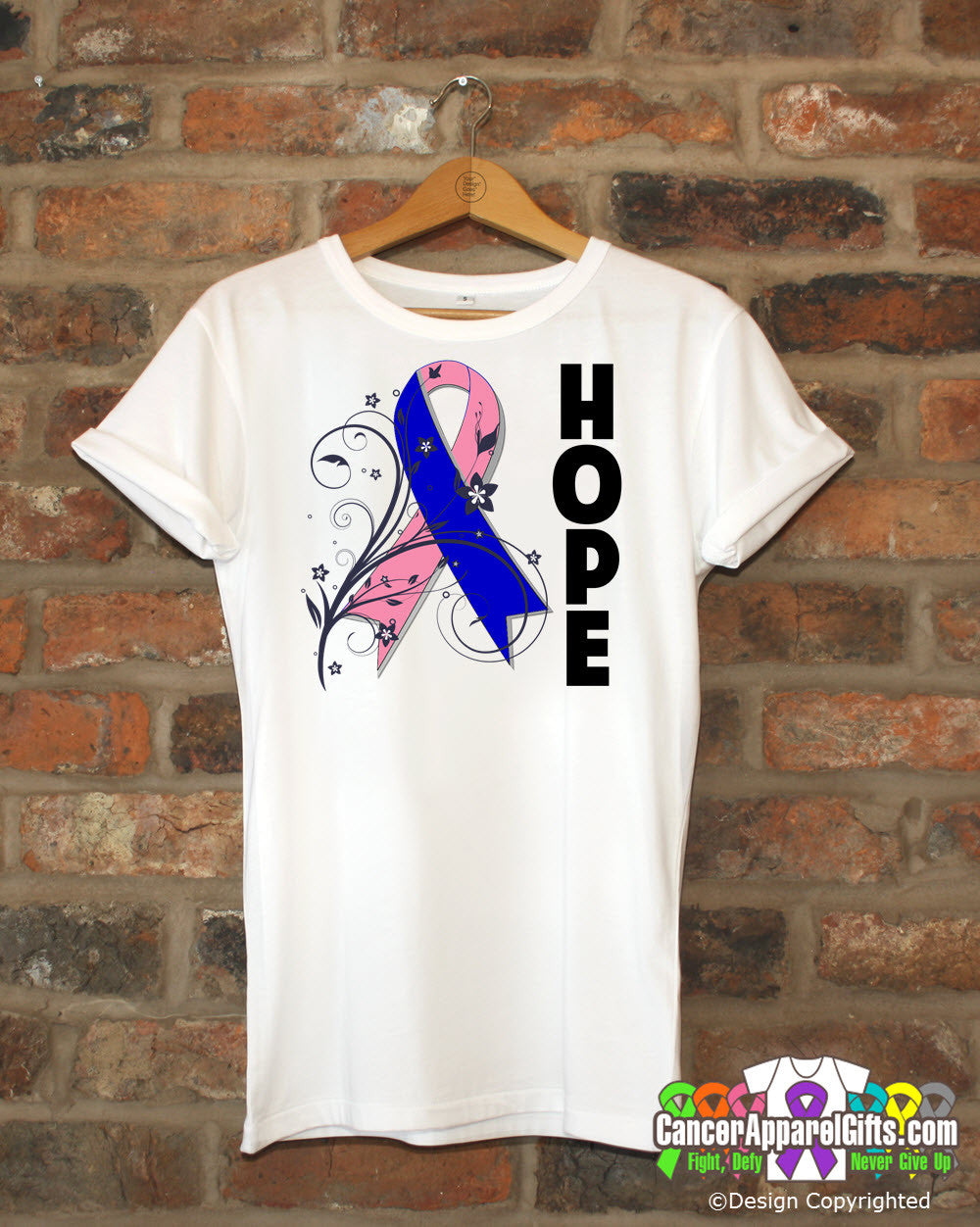 Male Breast Cancer Floral Hope Ribbon T-Shirt