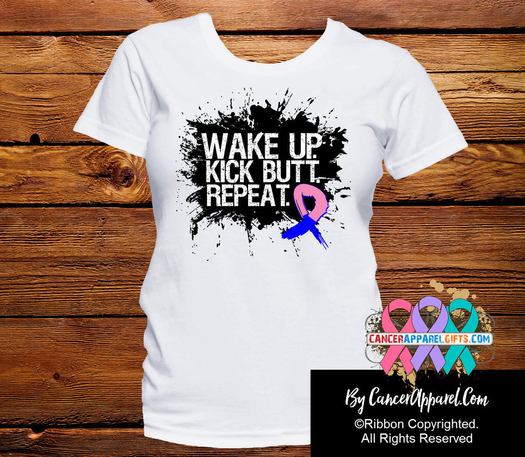 Male Breast Cancer Shirts Wake Up Kick Butt and Repeat