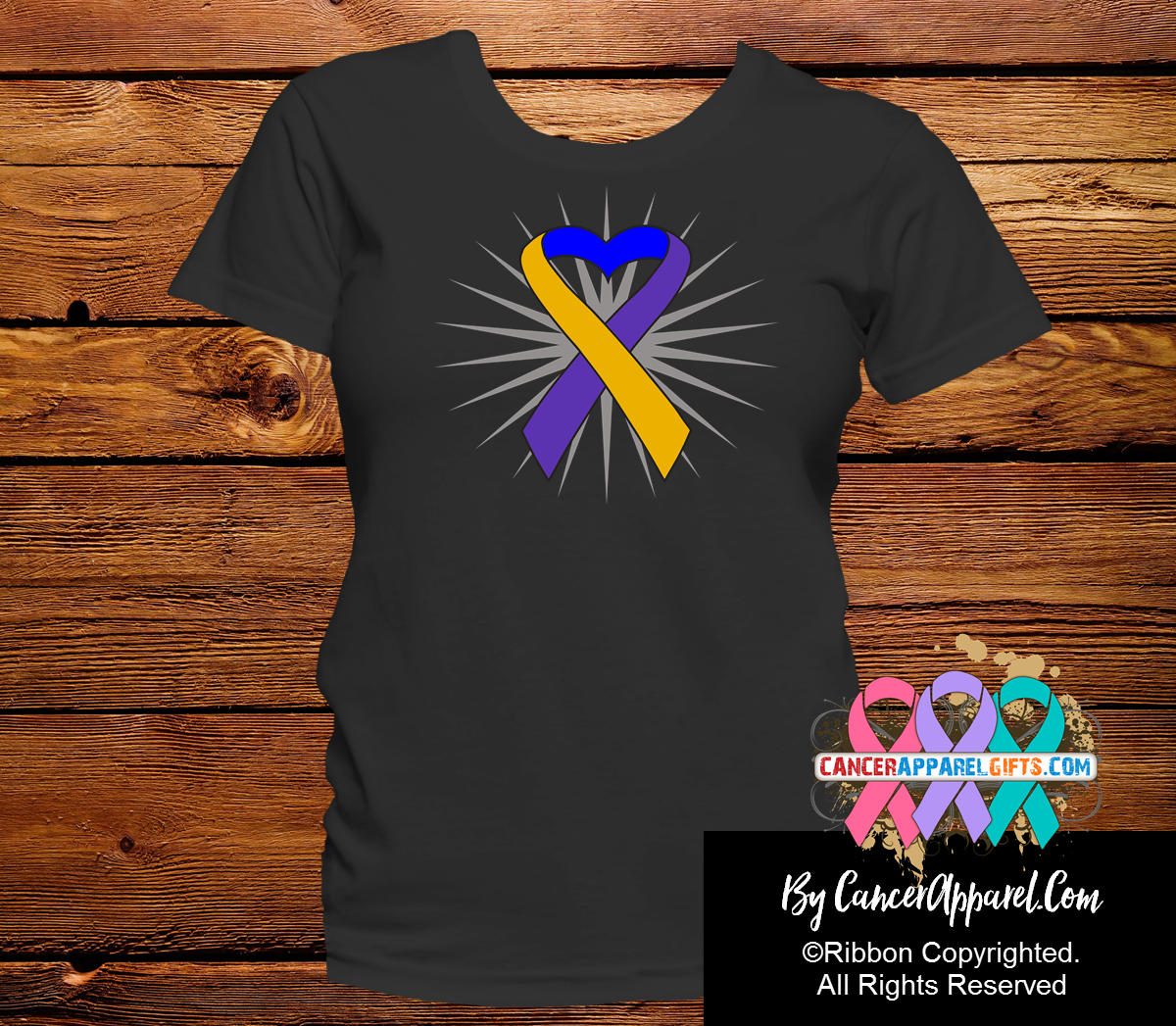 Bladder Cancer Awareness Heart Ribbon Shirts - Cancer Apparel and Gifts