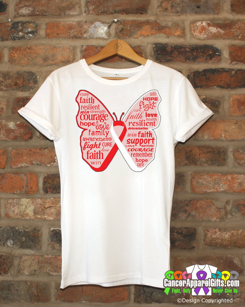Oral Cancer Butterfly Collage of Words Shirts