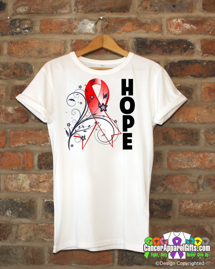 Oral Cancer Floral Hope Ribbon T-Shirt
