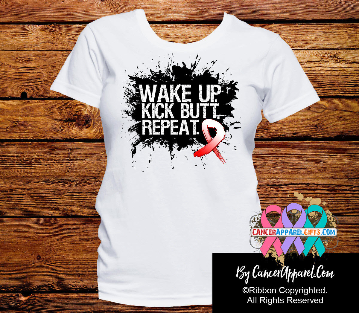 Oral Cancer Shirts Wake Up Kick Butt and Repeat