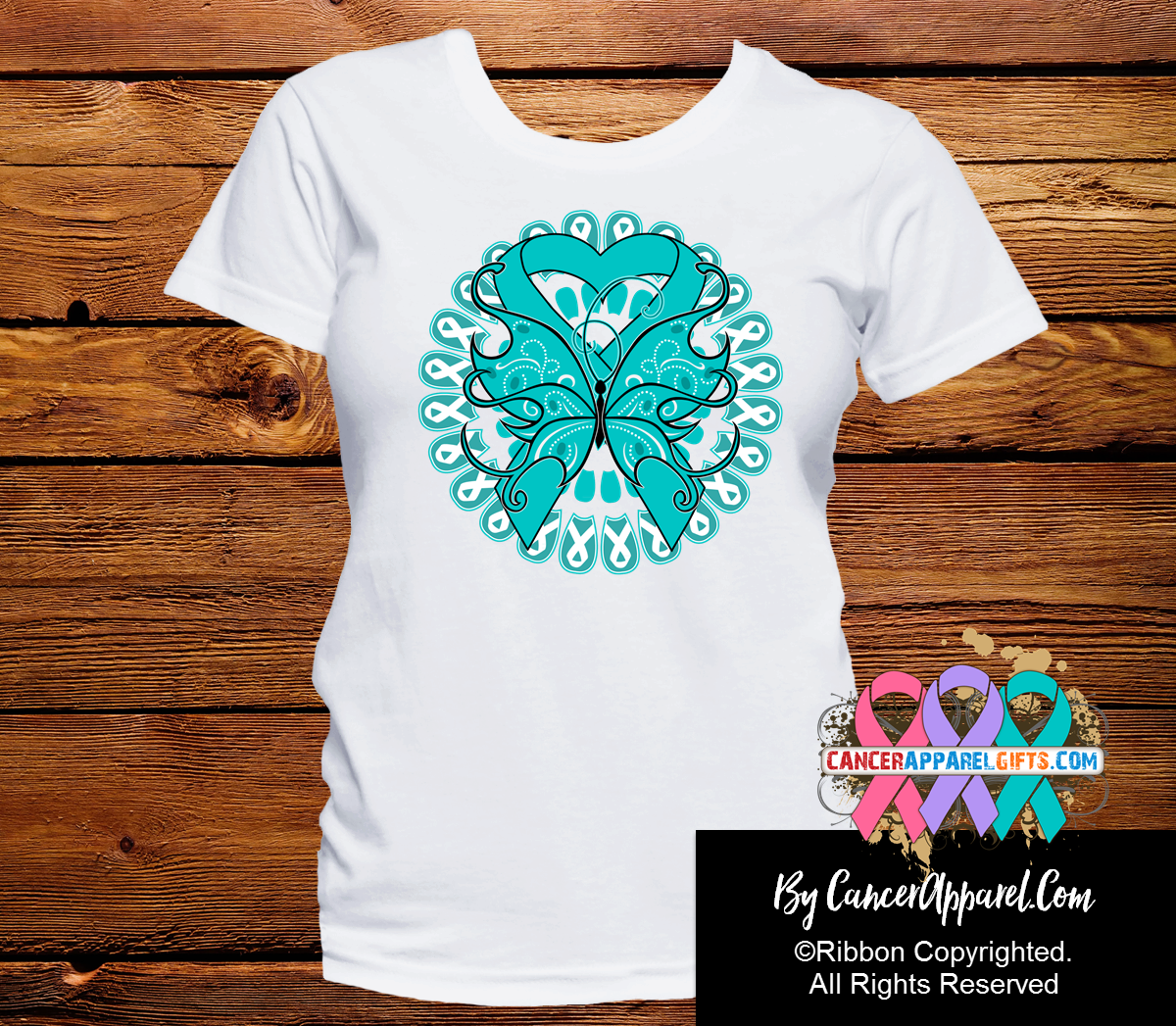 Ovarian Cancer Stunning Butterfly Shirts - Cancer Apparel and Gifts