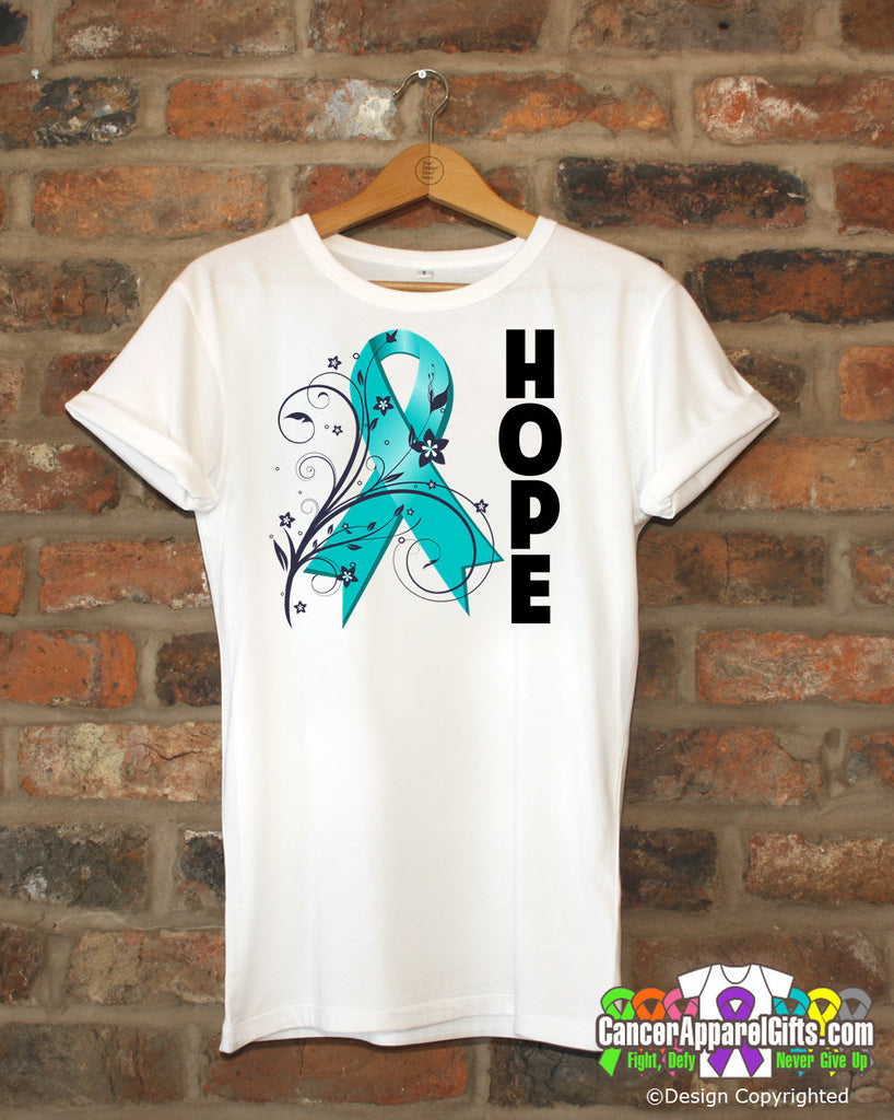 Ovarian Cancer Floral Hope Ribbon T-Shirt
