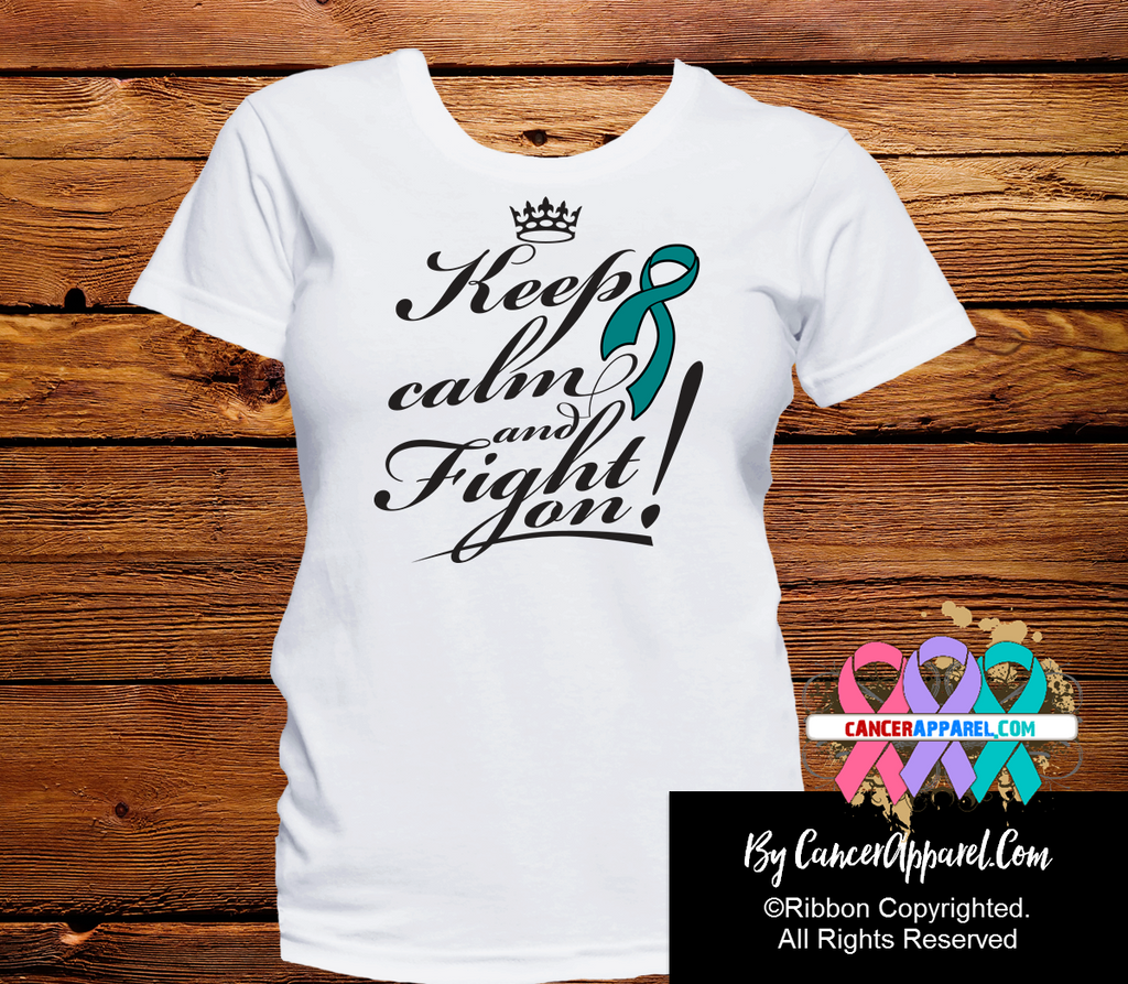 Ovarian Cancer Keep Calm and Fight On Shirts