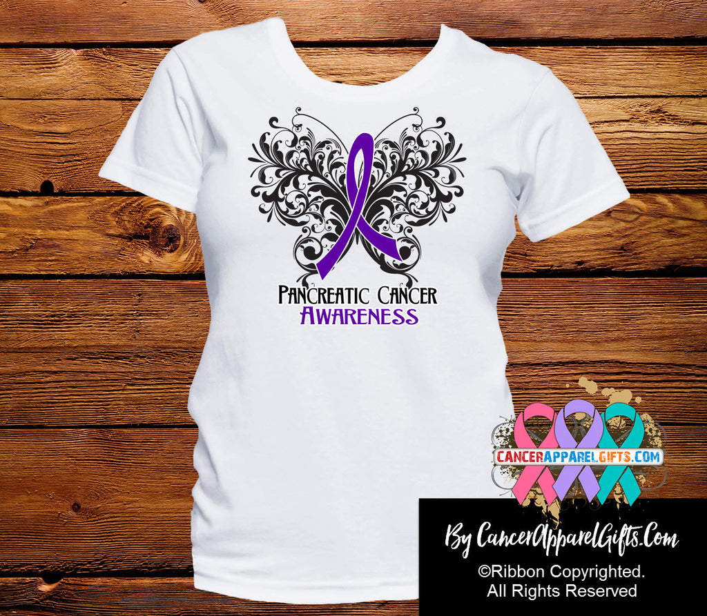 Pancreatic Cancer Butterfly Ribbon Shirts