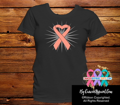 Uterine Cancder Awareness Heart Ribbon Shirts - Cancer Apparel and Gifts