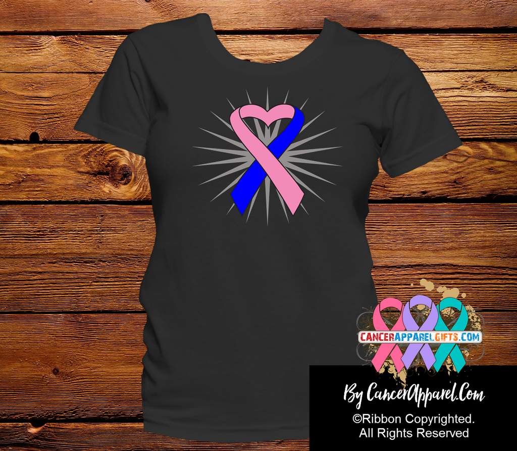 Male Breast Cancer Awareness Heart Ribbon Shirts