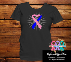 Male Breast Cancer Awareness Heart Ribbon Shirts - Cancer Apparel and Gifts